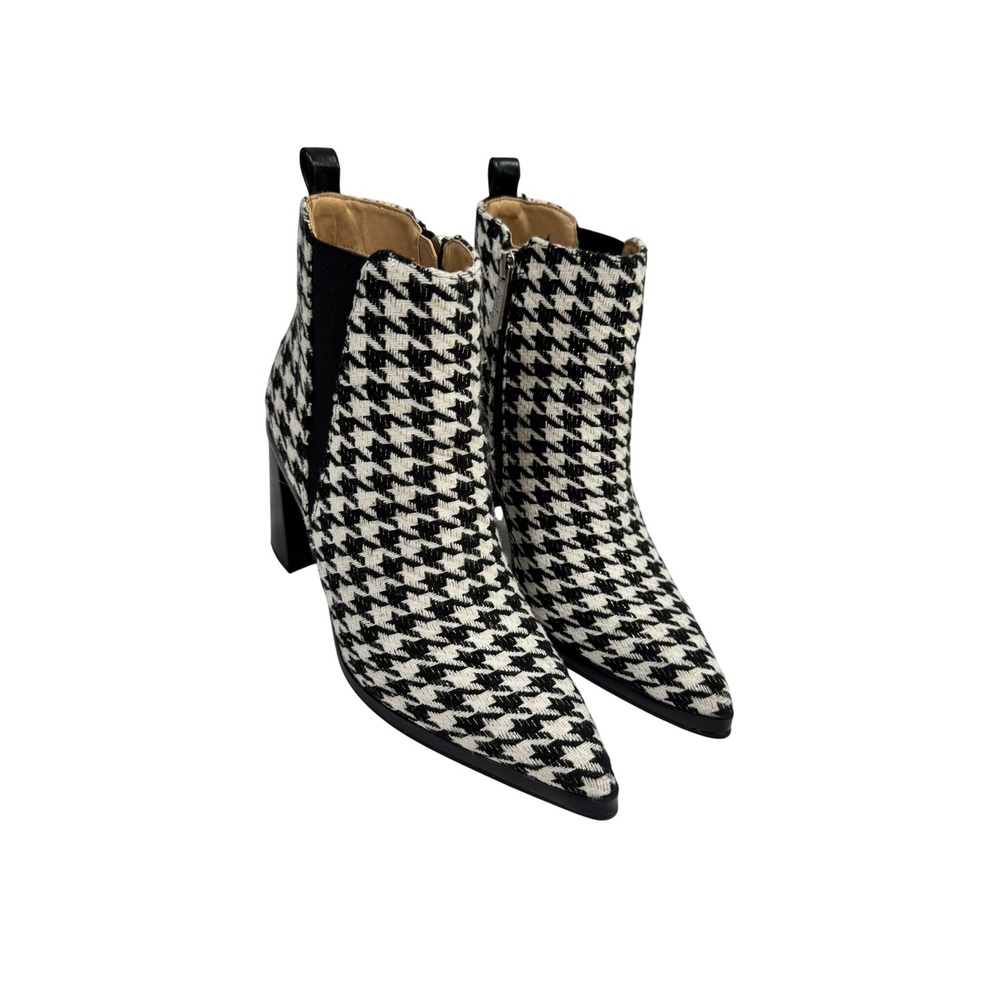 Charles by Charles David Dolores-1 Houndstooth Ankle Boots Pointed Toe Heel